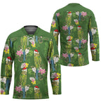 Aussie Santa Budgie Christmas Hockey Jersey Green Parakeet Tropical Floral