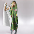 Aussie Santa Budgie Christmas Hooded Blanket Green Parakeet Tropical Floral
