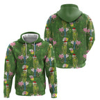 Aussie Santa Budgie Christmas Hoodie Green Parakeet Tropical Floral