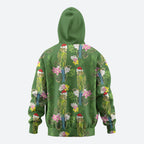 Aussie Santa Budgie Christmas Hoodie Green Parakeet Tropical Floral