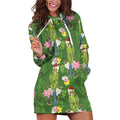 Aussie Santa Budgie Christmas Hoodie Dress Green Parakeet Tropical Floral