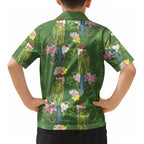 Aussie Santa Budgie Christmas Kid Hawaiian Shirt Green Parakeet Tropical Floral LT9