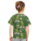 Aussie Santa Budgie Christmas Kid T Shirt Green Parakeet Tropical Floral