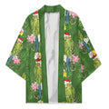 Aussie Santa Budgie Christmas Kimono Green Parakeet Tropical Floral