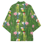 Aussie Santa Budgie Christmas Kimono Green Parakeet Tropical Floral
