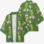 Aussie Santa Budgie Christmas Kimono Green Parakeet Tropical Floral