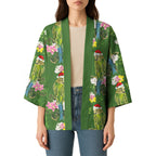 Aussie Santa Budgie Christmas Kimono Green Parakeet Tropical Floral