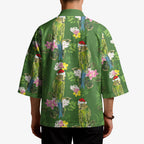 Aussie Santa Budgie Christmas Kimono Green Parakeet Tropical Floral