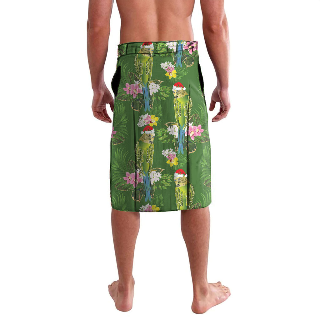 Aussie Santa Budgie Christmas Lavalava Green Parakeet Tropical Floral
