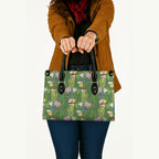 Aussie Santa Budgie Christmas Leather Bag Green Parakeet Tropical Floral