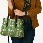 Aussie Santa Budgie Christmas Leather Bag Green Parakeet Tropical Floral