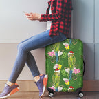 Aussie Santa Budgie Christmas Luggage Cover Green Parakeet Tropical Floral