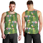 Aussie Santa Budgie Christmas Men Tank Top Green Parakeet Tropical Floral