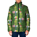 Aussie Santa Budgie Christmas Padded Jacket Green Parakeet Tropical Floral