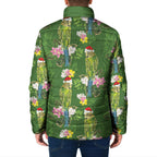 Aussie Santa Budgie Christmas Padded Jacket Green Parakeet Tropical Floral