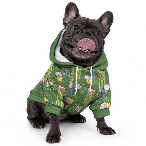 Aussie Santa Budgie Christmas Pet Hoodie Green Parakeet Tropical Floral
