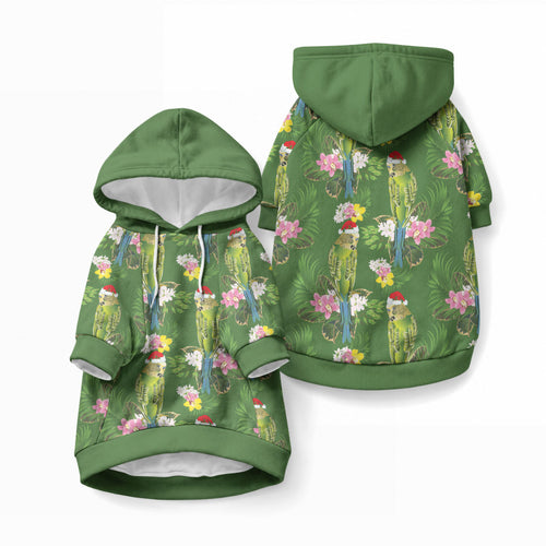 Aussie Santa Budgie Christmas Pet Hoodie Green Parakeet Tropical Floral