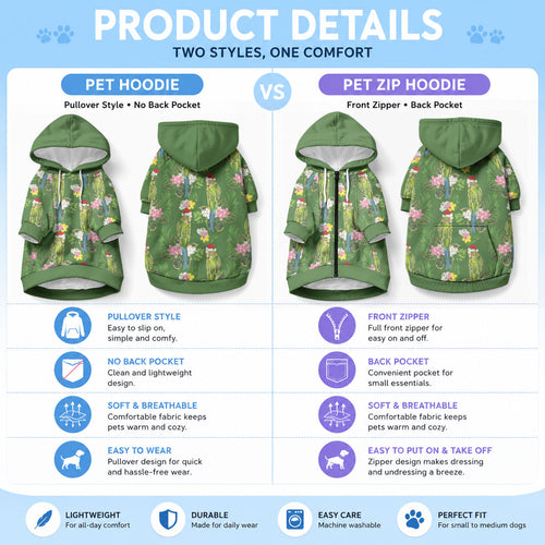 Aussie Santa Budgie Christmas Pet Hoodie Green Parakeet Tropical Floral