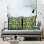 Aussie Santa Budgie Christmas Pillow Cover Green Parakeet Tropical Floral