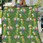 Aussie Santa Budgie Christmas Quilt Green Parakeet Tropical Floral