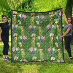 Aussie Santa Budgie Christmas Quilt Green Parakeet Tropical Floral