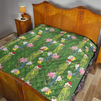 Aussie Santa Budgie Christmas Quilt Green Parakeet Tropical Floral