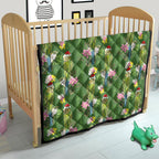 Aussie Santa Budgie Christmas Quilt Green Parakeet Tropical Floral