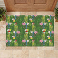 Aussie Santa Budgie Christmas Rubber Doormat Green Parakeet Tropical Floral