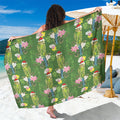 Aussie Santa Budgie Christmas Sarong Green Parakeet Tropical Floral