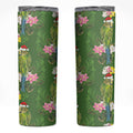 Aussie Santa Budgie Christmas Skinny Tumbler Green Parakeet Tropical Floral