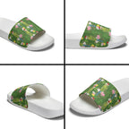 Aussie Santa Budgie Christmas Slide Sandals Green Parakeet Tropical Floral