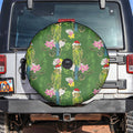 Aussie Santa Budgie Christmas Spare Tire Cover Green Parakeet Tropical Floral