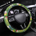 Aussie Santa Budgie Christmas Steering Wheel Cover Green Parakeet Tropical Floral