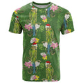 Aussie Santa Budgie Christmas T Shirt Green Parakeet Tropical Floral
