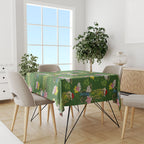 Aussie Santa Budgie Christmas Tablecloth Green Parakeet Tropical Floral
