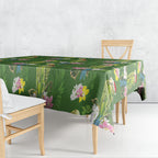 Aussie Santa Budgie Christmas Tablecloth Green Parakeet Tropical Floral