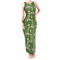 Aussie Santa Budgie Christmas Tank Maxi Dress Green Parakeet Tropical Floral