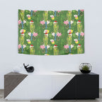 Aussie Santa Budgie Christmas Tapestry Green Parakeet Tropical Floral