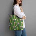 Aussie Santa Budgie Christmas Tote Bag Green Parakeet Tropical Floral