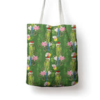 Aussie Santa Budgie Christmas Tote Bag Green Parakeet Tropical Floral
