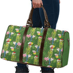 Aussie Santa Budgie Christmas Travel Bag Green Parakeet Tropical Floral