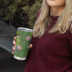 Aussie Santa Budgie Christmas Tumbler Cup Green Parakeet Tropical Floral