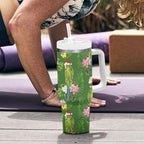 Aussie Santa Budgie Christmas Tumbler With Handle Green Parakeet Tropical Floral