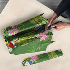 Aussie Santa Budgie Christmas Umbrella Green Parakeet Tropical Floral