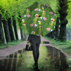Aussie Santa Budgie Christmas Umbrella Green Parakeet Tropical Floral