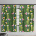 Aussie Santa Budgie Christmas Window Curtain Green Parakeet Tropical Floral