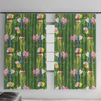 Aussie Santa Budgie Christmas Window Curtain Green Parakeet Tropical Floral
