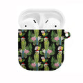 Aussie Santa Budgie Christmas AirPods Case Black Parakeet Tropical Floral