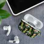 Aussie Santa Budgie Christmas AirPods Case Black Parakeet Tropical Floral