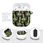 Aussie Santa Budgie Christmas AirPods Case Black Parakeet Tropical Floral